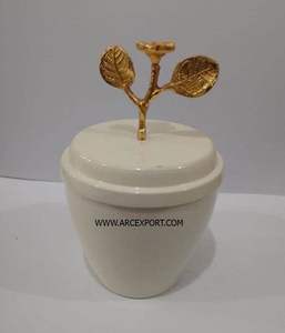 Bol à nourriture en métal vintage classique de designer avec bouton de couleur or poudré blanc, jetable pour la vente de fête, provenant de fournitures indiennes - Product Image 4