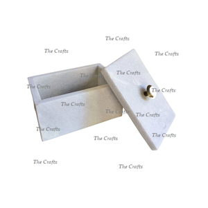 Caja de pulsera y pendientes de mármol blanco de calidad superior con joyero de forma cuadrada con perilla de Metal dorado - Product Image 1