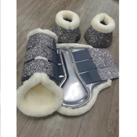 Botte de cheval de luxe en cuir synthétique verni pailleté multicolore pour protéger les jambes du cheval