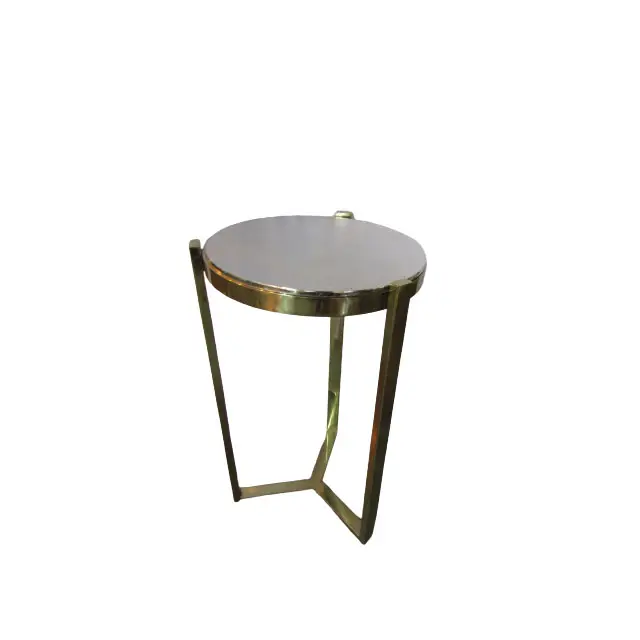 Marble Top Metal Based Coffee Table In Gold Finishing Side Bed Table Modern Center Table In Round Fashionable