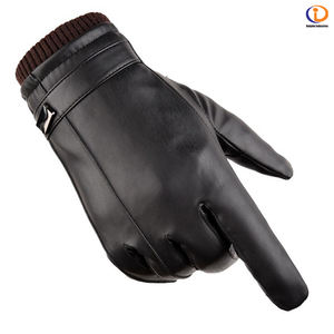 ถุงมือหนัง PU กันลมสำหรับผู้ชาย, ถุงมือหนัง PU ให้ความอบอุ่นหน้าจอสัมผัสสีดำสำหรับฤดูหนาว - Product Image 5