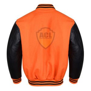 Blouson aviateur vintage à manches en cuir avec col brodé personnalisé OEM veste de baseball letterman pour hommes - Product Image 3