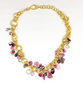 Elegante y atractivo Collar de plata de ley 925 chapado en oro de varios colores de turmalina de sandía a la moda Sexy y espectacular con cierre de gancho - Product Image 1