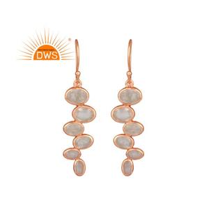 <b>Rose</b> Quartz Gemstone Earrings Designer <b>Rose</b> <b>Gold</b> Plated Silver Bezel <b>Set</b> Hook Earrings <b>Jewelry</b> Manufacturer - Product Image 2