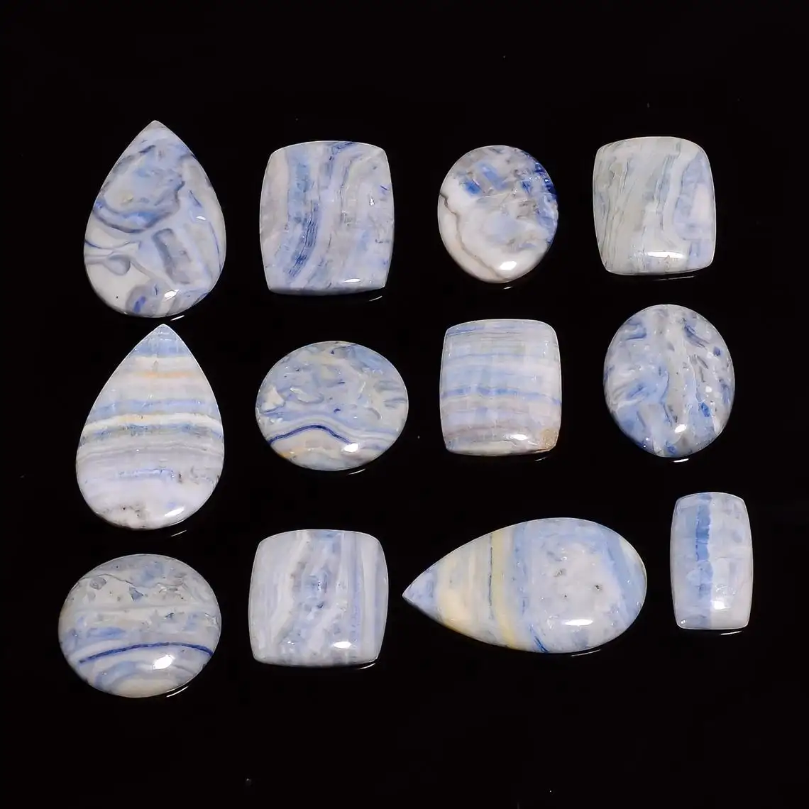 Gema Natural azul Scheelite, cabujón, venta al por mayor
