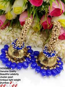 Jhumas antiques de perles, brillantes et de bonne qualité, aspect géométrique, légères, création par M - Product Image 5