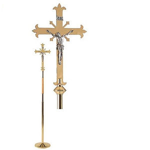 Croix d'autel longue en laiton massif, articles religieux - Product Image 1