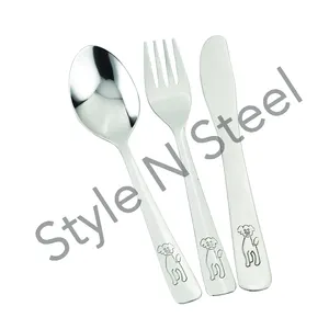 स्टेनलेस स्टील बच्चों कटलरी सेट 3pcs स्टेनलेस स्टील के चाकू कांटा चम्मच tableware सेट नए फैशन