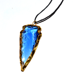 Saphir bleu Obsidienne De Flèche Plaquée Collier - Product Image 1