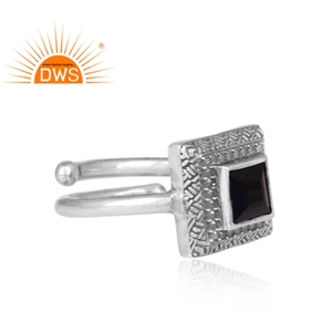 Bague en pierre d'onyx noire naturelle, argent sterling 925, vente en gros, style Vintage, fournisseur de bijoux - Product Image 3