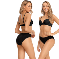 Maillot de bain bikini tricoté uni coupe haute pour femmes adultes – Tendance estivale, design moderne, écologique, respirant, matière extensible