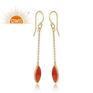 Gema de ónix roja Natural, diseñador de joyería, proveedor de oro de 18k, cadena de plata chapada en oro, pendientes, fabricante de joyería - Product Image 2