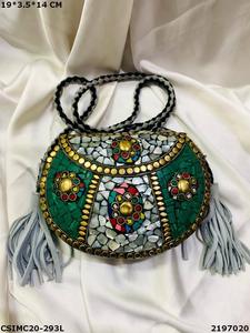 Sac de soirée en mosaïque métallique fabriqué à la main pour femmes, sac à main accessoire de mariage pour la fête - Product Image 6
