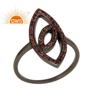 แหวนเงินสเตอร์ลิงเครื่องประดับทำด้วยมือชุดพลอยทัวร์มาลีนสีชมพูแหวนโรเดียมเครื่องประดับค้าส่ง - Product Image 2