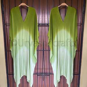 Caftan de plage confortable pour femmes, vêtement de plage court et Sexy avec décolleté en V profond, Kaftan Batik indonésien en soie - Product Image 1