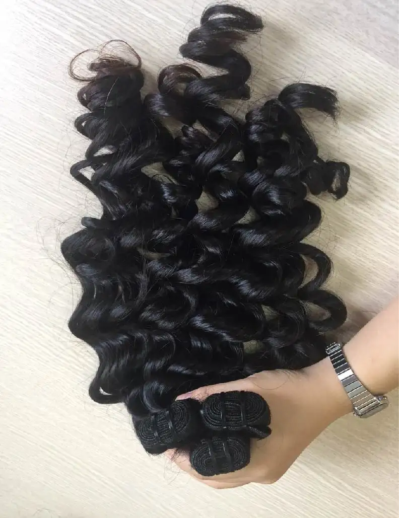 Ali Queen Peruvian Deep Wave Curly Human Hair Bundles 10"-30" Natural Color Remy Human Hair Weave Bundles Hair Extensions