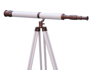 ขาตั้งกล้องโทรทรรศน์ตั้งโต๊ะขนาด39นิ้ว,ขาตั้งกล้องโทรทรรศน์กาลิเลโอสีขาวทองแดงโบราณผลิตจากหนังสีขาว - Product Image 2