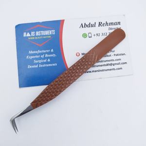 Pinzas de pestañas de acero inoxidable fuertes y sostenibles con agarre de extensiones de Punta puntiaguda - Product Image 2