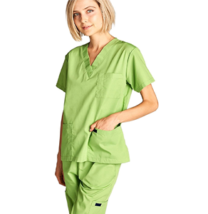 ชุดเครื่องแบบพยาบาลคอวีสำหรับผู้ชายและผู้หญิงชุดเสื้อและกางเกง2ชิ้นพร้อมกระเป๋าสัมภาระ - Product Image 4