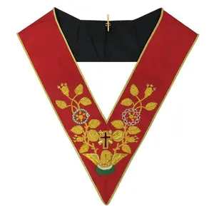 Alta Qualidade Mestre Maçônico Regalia Collard Em Veludo Vermelho Croix 18 Graus Grande Sacerdote Regalia Coleiras