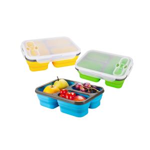 Best Selling Storage Boxes & Bins Customized Leakproof Reusable Food Storage Container Folding Collapsible Silicone Lunch Box