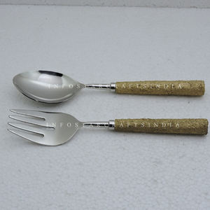 อุปกรณ์ในครัวทำจากสแตนเลสและไม้พร้อมพิมพ์เคลือบอุปกรณ์สำหรับสลัดดีไซน์ใหม่งานแฮนด์เมด - Product Image 3