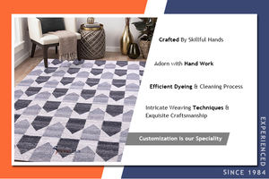 Tapis tissés brodés au design moderne fait à la main en laine et coton 100% les plus vendus pour salles à manger et chambres à coucher - Product Image 2