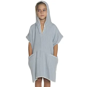 Kids Poncho Towel Best Price Home Hotel Beach Pool 100% Turkish Cotton Poncho Bathrobe ZigZag