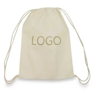 Natural Food Grade 100% Cotton Drawstring Bag Natural Colour Customized Muslin Bags Light Weight Material