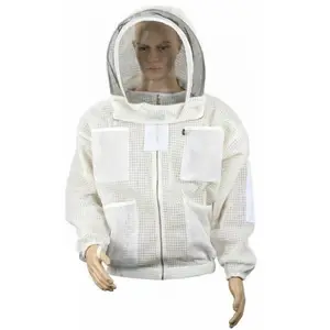 Bee Veil 3 Layer safety Unisex White Fabric Mesh Beekeeping Jacket Beekeeping Fencing Veil Protective Clothing