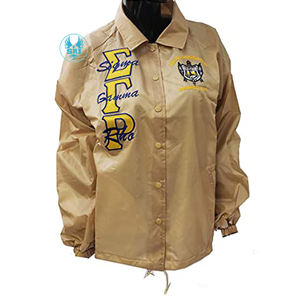Chaqueta de Entrenadora Bordada de la Hermandad Sigma Gamma Rho para Mujer |   Chaqueta Bordada Personalizada con Líneas Cruzadas de la Hermandad SGRho para Damas - Product Image 5