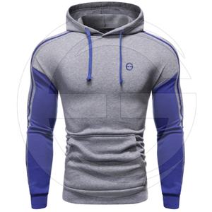 Ribete en contraste empalme bolsillo Sudadera con capucha de los hombres de moda llano Jersey grueso sudaderas con capucha - Product Image 3