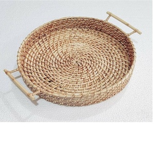 <b>round</b> Rattan <b>Serving</b> <b>Tray</b> with Handle Available in Different Sizes - Product Image 1