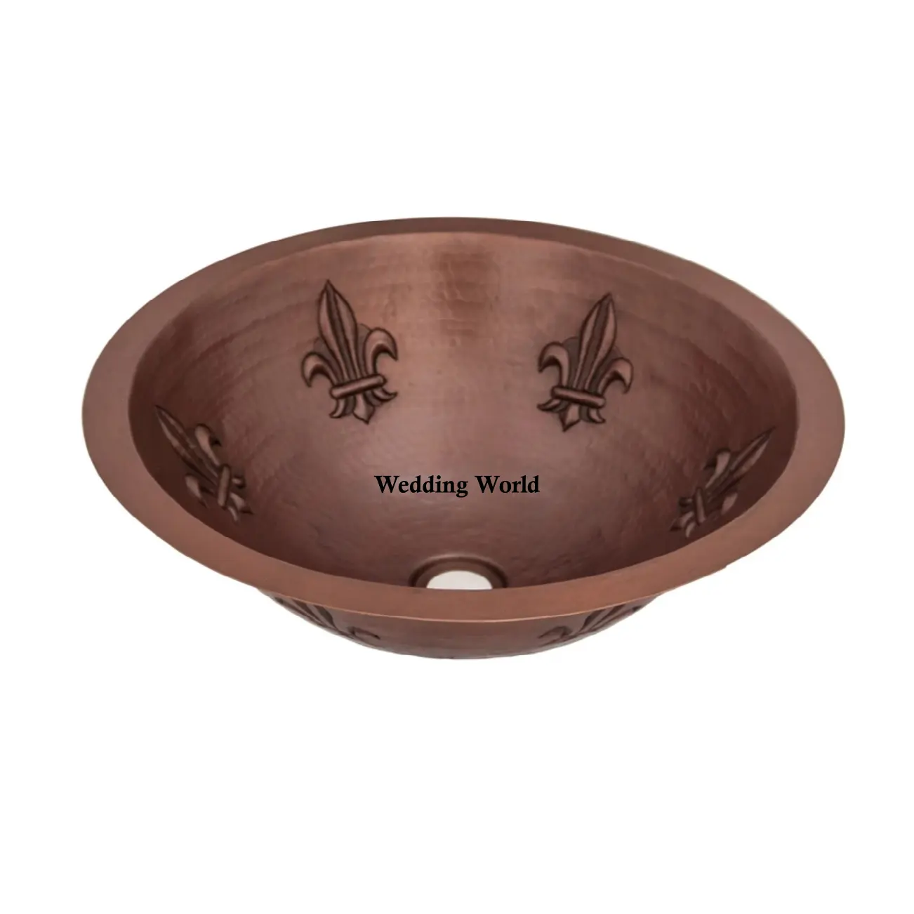 Fregadero de cocina de cobre de diseño personalizado hecho a mano al por mayor lavabo forma redonda artículos de baño fregadero de cobre de lujo