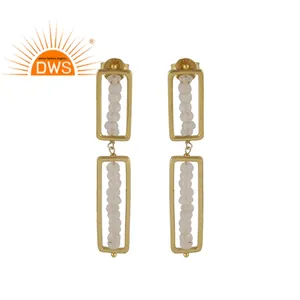Designer Natural Rainbow Moonstone Gemstone Earrings Jewelry Wholesaler 925 Silver 14k Gold Plated Post Stud Earrings Jewelry