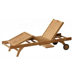 Murah furnitur Modern jati Richmond Sun lounger kursi pantai untuk acara luar ruangan taman teras furnitur Indonesia