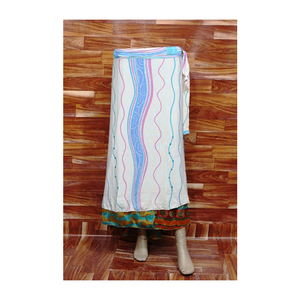 Maxifalda envolvente hecha a mano para mujer, prenda cómoda y transpirable, informal, de seda reciclada, Estilo Vintage, para verano - Product Image 2