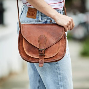 Vintage Leather Saddle <b>Bag</b> with <b>Personalisation</b> - Product Image 1