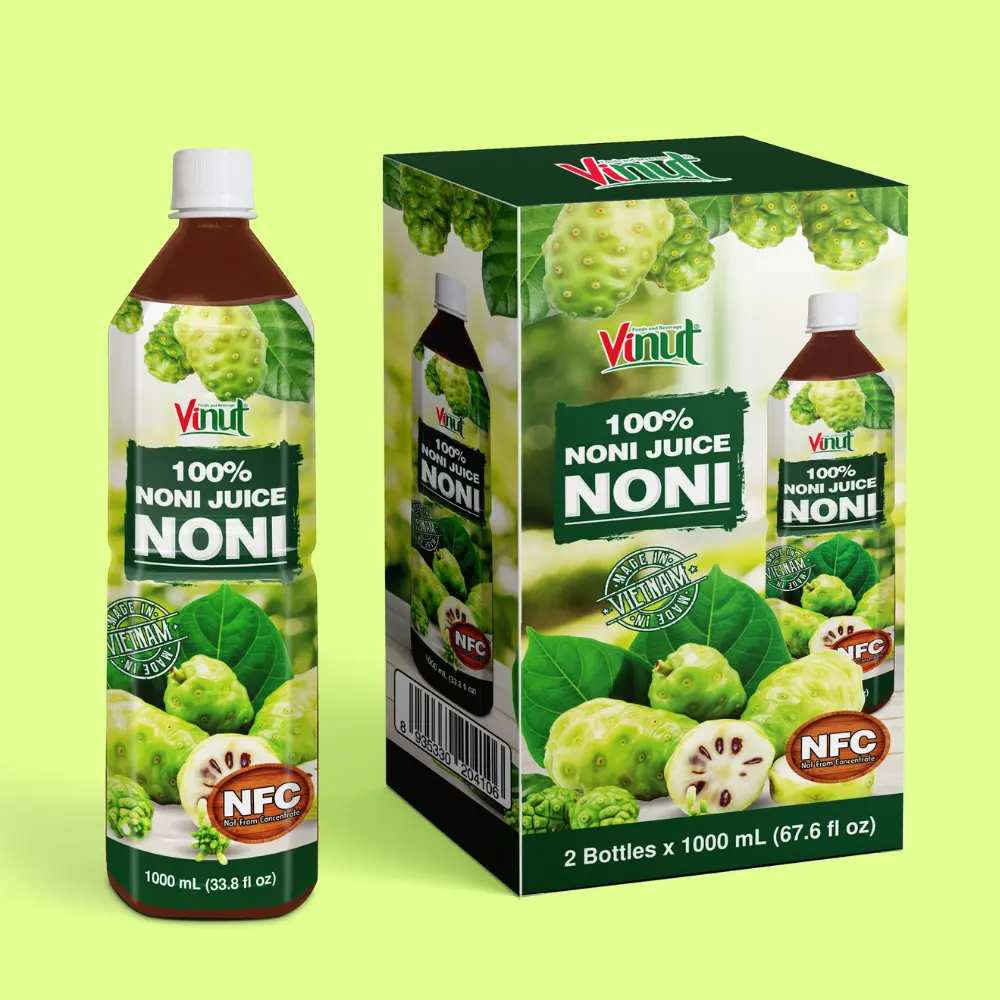 33.8 FlOz 100% Noni Jus de fruit Échantillon gratuit sans sucre ajouté, Marque privée, Fournisseurs de gros OEM, ODM