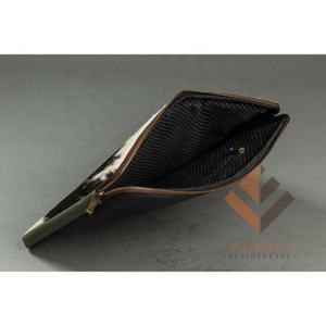 Fait à la main 100% cuir de vachette véritable cheveux doux et Durable grande capacité pochette pochette à fermeture éclair sac à main d'affaires sac à main - Product Image 6