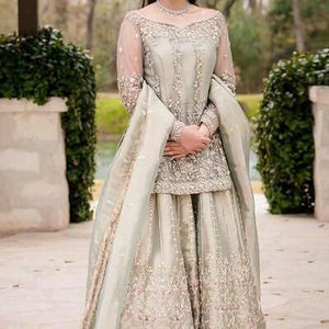 2021 nuevo indio/paquistaní hermosa seda pesada Kameez adornado ZARDOZI trabajo vestido de novia para Plazoo Walima elegante - Product Image 1