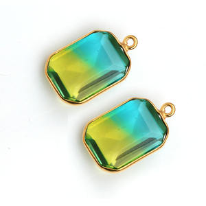 Belle Haute Poli Bio-Tourmaline Doublet Quartz Gemme Plaqué Or Sterling Silver Station Rectangle Charme Pour Pendentif - Product Image 2