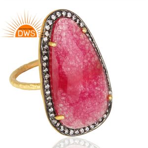 Red Aventurine แหวนเซอร์คอนชุบทอง14K,แหวนเงิน925สำหรับผู้ค้าส่งเครื่องประดับ - Product Image 2