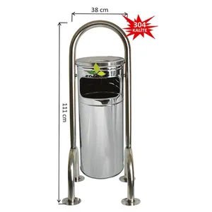 Stainless steel waste bin,dust bin with ashtray for outdoor use Can be plugged lid removable lid cover ashtray and trash cans