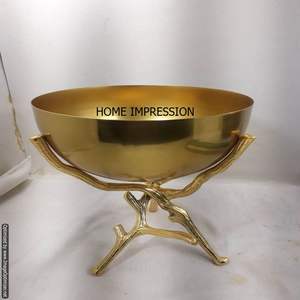 Bol de luxe en métal de qualité Design de luxe Vaisselle Centre de table Designer Bol en or Bol de service alimentaire Plateau pour Offre Spéciale - Product Image 5