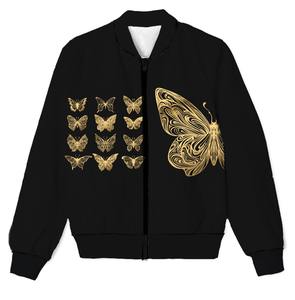 Veste avec fermeture éclair papillon doré 3D, de taille américaine et européenne, nouvelle collection, impression par Sublimation, grande taille 4XL, 5XL, 6XL - Product Image 1