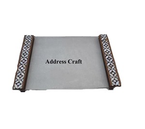 Style arabe vadrouille incrustation poignée acrylique plateau de service table décorer fête d'anniversaire ustensiles de cuisine utilisé dernière conception plateaux alimentaires - Product Image 1