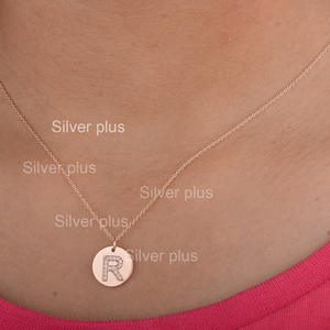 14K Solid Yellow Gold Initial R Alphabet <b>Diamond</b> Pendant Trendy Handmade <b>Necklace</b> with Link Chain for Women Gift - Product Image 4