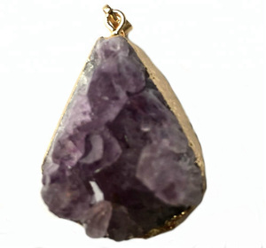 Pendentif en perle d'améthyste en laiton druse, 50 pièces, bon marché, vente en gros - Product Image 3