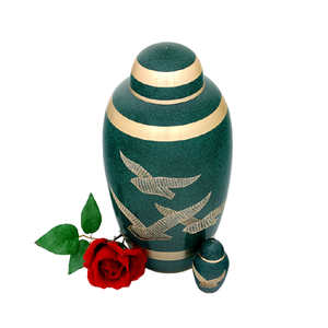 Attractive Design Round Shape Urns Handmade Blue And Gold Color Brass Cremation Urns For Human Or <b>Pet</b> <b>Ashes</b> - Product Image 2